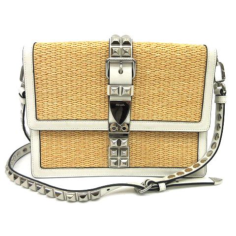 プラダ PRADA ショルダーバッグ プラダ エレクトラ ストローxレザー 