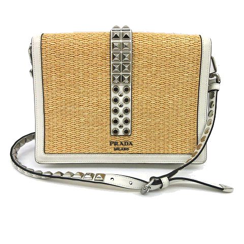 プラダ PRADA ショルダーバッグ プラダ エレクトラ ストローxレザー 