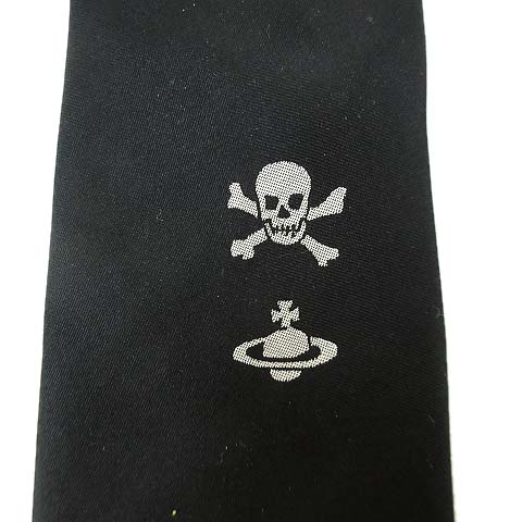 ヴィヴィアンウエストウッド Vivienne Westwood Accessories ネクタイ ナロータイ シルク ドクロ スカル Orb オーブ ワンポイント 黒 ブラック R メンズ 070 ベクトルパーク