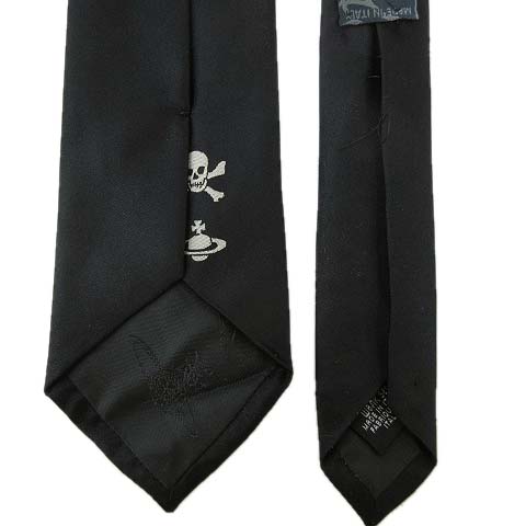 ヴィヴィアンウエストウッド Vivienne Westwood Accessories ネクタイ ナロータイ シルク ドクロ スカル Orb オーブ ワンポイント 黒 ブラック R メンズ 070 ベクトルパーク