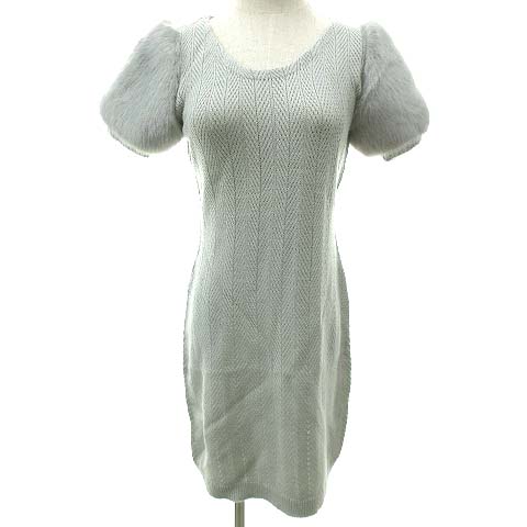 未使用品 リエンダ Rienda 18aw ワンピース ミニ Faux Fur Slv Knit Op フェイクファー袖 ニット 半袖 タイト S グレー R レディース 070 ベクトルパーク
