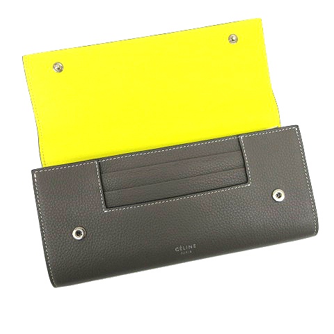 セリーヌ CELINE 長財布 ラージフラップ マルチファンクション カーフレザー 101673AFE かぶせ 本革 バイカラー グレージュ K122419 ☆AA★ レディース