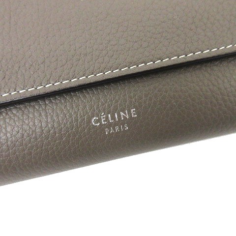 セリーヌ CELINE 長財布 ラージフラップ マルチファンクション カーフレザー 101673AFE かぶせ 本革 バイカラー グレージュ K122419 ☆AA★ レディース