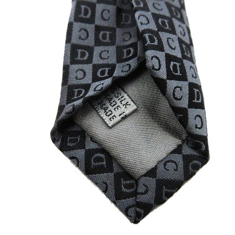 ディオール Dior ネクタイ シルク Cd総柄 イタリア製 ナロータイ ビジネス 結婚式 パーティー グレーｘ黒 ブラック K メンズ 070 ベクトルパーク