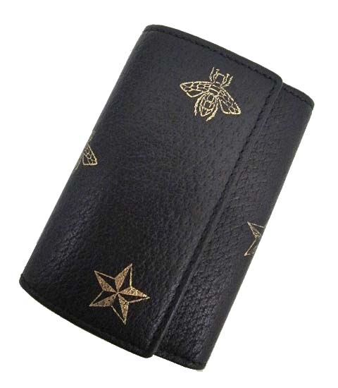 グッチ GUCCI 6連キーケース レザー Bee Star NERO ORO 495071 ビー 