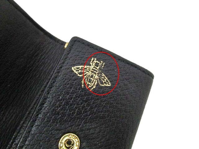 グッチ GUCCI 6連キーケース レザー Bee Star NERO ORO 495071 ビー 