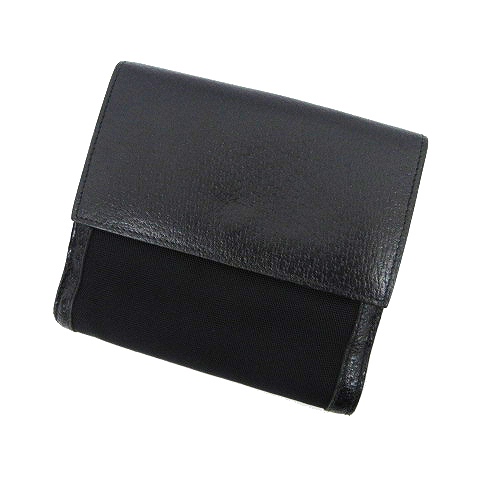 GUCCI 二つ折り財布 黒 レザー グッチ GUCCI 二つ折り財布 ダブルG ナイロン xレザーコンビ