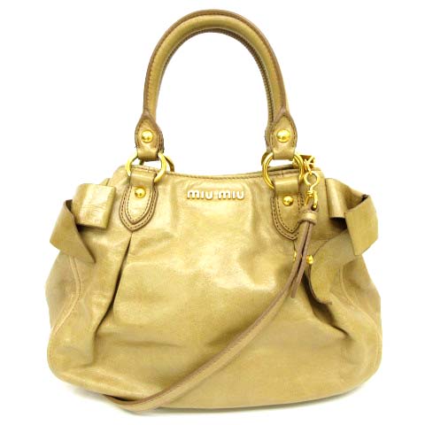ミュウミュウ miumiu ハンドバッグ レザー ミニ サイドリボン 2WAY 