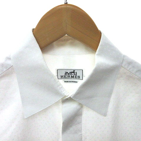 エルメス HERMES H織り柄シャツ セリエボタン 比翼 ドレスシャツ 