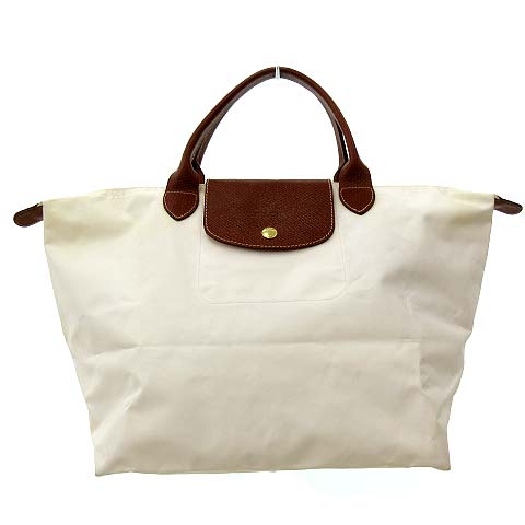 ロンシャン Longchamp Le Pliage ル プリアージュ M トートバッグ ハンドバッグ レザー ナイロン 折り畳み 白 ホワイト 茶 ブラウン R レディース 070 ベクトルパーク