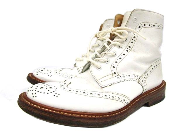 トリッカーズ Tricker S カントリーブーツ H2508 メダリオン レースアップ ハイカット レザー 8 5 27 5cm 白 ホワイト C メンズ 070 ベクトルパーク