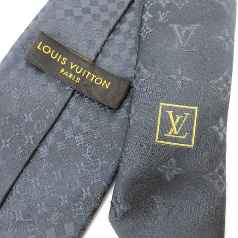 美品 LOUIS VUITTON ルイヴィトン ネクタイ ブラック ジャガード 美品 ルイヴィトン ネクタイ ハイブランド モノグラム 光沢