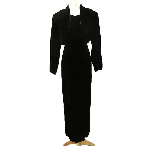 Livitis Patio Wear ワンピース スーツ ロング アンサンブル ノースリーブ ベロア ジャケット 9 黒 ブラック R0817 レディース 070 ベクトルパーク