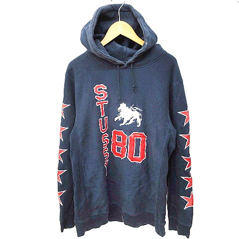 ステューシー STUSSY パーカー プルオーバー 星 刺繍 80 袖スター 
