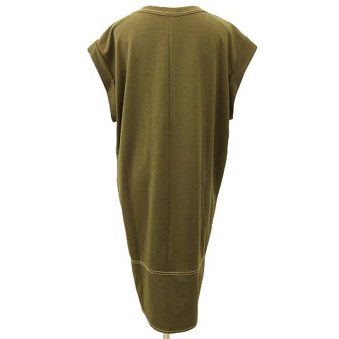 ザラ Zara カットソー ワンピース ミニ フレンチスリーブ サイドスリット ポケット L カーキ 緑 グリーン Sej R0919 レディース 070 ベクトルパーク