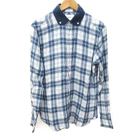 Rainmaker Kyoto レインメーカー クレリック シャツ 長袖 ボタンダウン チェック 麻 リネン 40 Mサイズ 青 ブルー A メンズ 070 ベクトルパーク Rainmaker Kyoto レインメーカー クレリック シャツ 長袖 ボタンダウン チェック 麻 リネン 40 Mサイズ 青 ブルー A メンズ 070 ベクトルパーク
