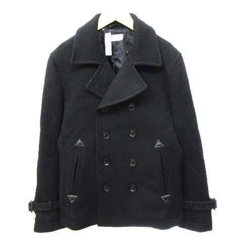 ナノユニバース Nano Universe ｐコート ヘリンボーン ダブル ボタン ウール ナイロン混 M 黒 ブラック Ibs54 C メンズ 070 ベクトルパーク