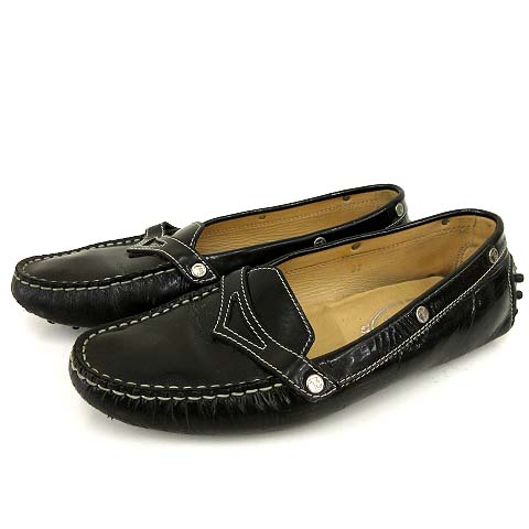 トッズ Tod S ドライビングシューズ コイン ローファー スリッポン エナメル 37 黒 ブラック イタリア製 Rrr R レディース 070 ベクトルパーク