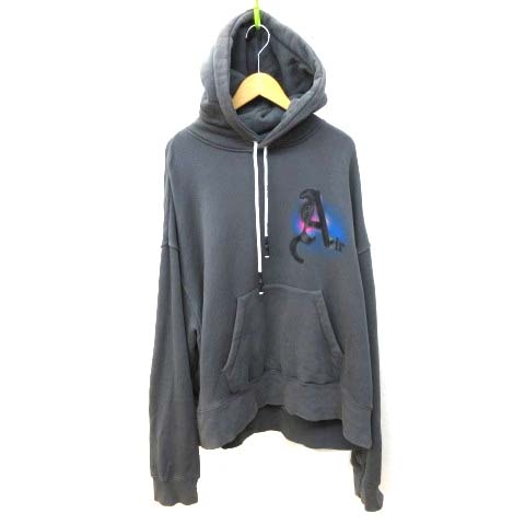 未使用品 パームエンジェルス Palm Angels パーカー Air Mock Neck Crew ダイ フーディー Pmbb058ffle ロング プルオーバー スウェット グラフィティプリント 国内正規 コットン L ダークグレー Ca メンズ 070 ベクトルパーク