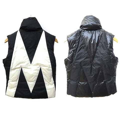 モンクレール Moncler ダウンベスト リバーシブル 国内正規 Mロゴ バイカラー フルジップ ナイロン 0 S 白 ホワイト 黒 ブラック C メンズ 070 ベクトルパーク