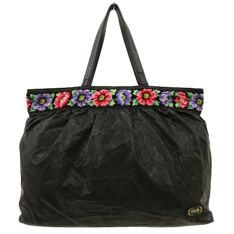 フェイラー Feiler ハンドバッグ トートバッグ アネモネ 花柄ライン フラワー ギャザー 切替 レザー 黒 ブラック R レディース 070 ベクトルパーク