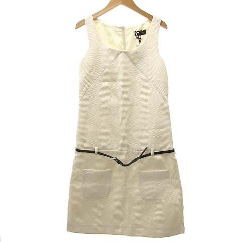 シネカノン Sinequanone ワンピース 膝丈 ノースリーブ ベルト付き コットン ポケット 36 白 ホワイト R レディース 070 ベクトルパーク