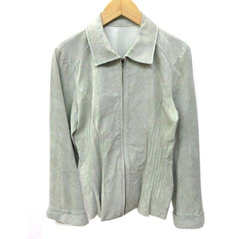 ロロ Lolo Collection レザージャケット ジップアップ タック入り 袖折り返し レザー 40 L ペールトーン グリーン C1113 レディース 070 ベクトルパーク