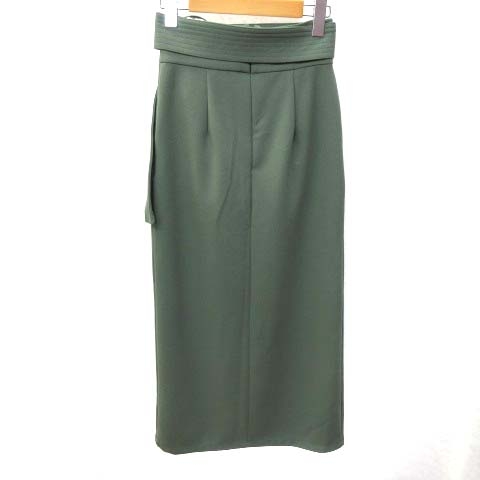 ムルーア Murua 19ss ベルテッドペンシルスカート ロング丈 前スリット タイト バックファスナー S スモーキーグリーン C レディース 070 ベクトルパーク