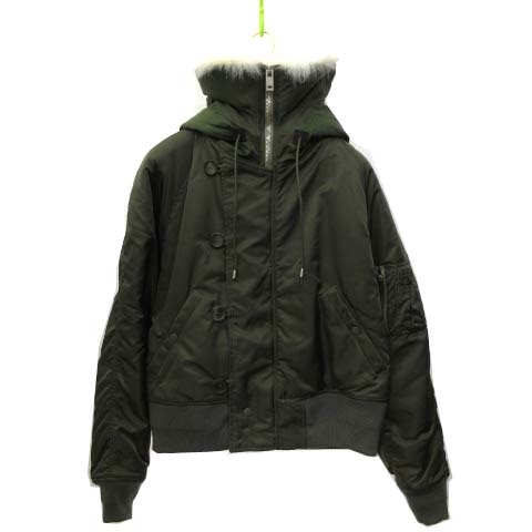 ルイヴィトン Louis Vuitton N 2b フライトジャケット ハンガー付 ファー フード ミリタリー ナイロン 50 L カーキ 緑 グリーン C メンズ 070 ベクトルパーク