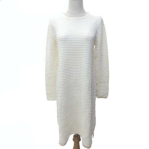 Sマックスマーラ S Max Mara ワンピース ひざ丈 長袖 ボーダー 織り ニット コクーン 国内正規 L ベージュ Ibs91 K レディース 070 ベクトルパーク