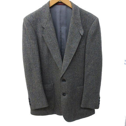 エマニュエル ウンガロ Emanuel Ungaro テーラードジャケット ツイード ブレザー ウール 2b ビンテージ ネーム刺繍 挨拶回り 96a 5 M グレー K メンズ 070 ベクトルパーク