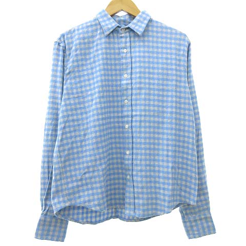 フランク アイリーン Frank Eileen Paul ネル シャツ 長袖 ギンガムチェック リネン Xxs グレー 青 ブルー Ibs91 R メンズ 070 ベクトルパーク