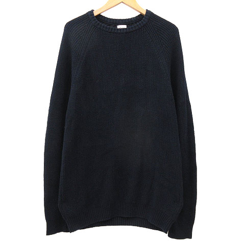 ザラ Zara ニット セーター 長袖 クルーネック コットン ラグラン M 紺 ネイビー R メンズ 070 ベクトルパーク