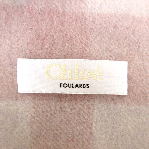 クロエ CHLOE FOULARDS マフラー ストール チェック フリンジ