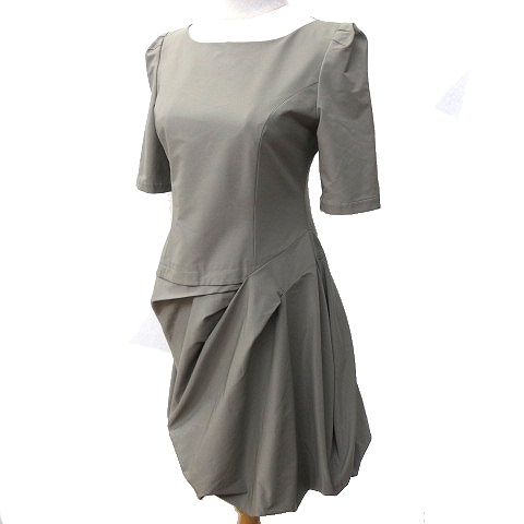 フォクシーニューヨーク Foxey New York ワンピース 半袖 ドレス 244 モイストストレッチ バルーン ギャザー デザイン パーティー お呼ばれ 40 L グレー Ibs93 K レディース 070 ベクトルパーク