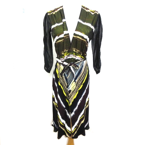 バレンシアガ Balenciaga ワンピース ラップ ロング丈 袖シフォン ボーダー シルク混 34 S マルチカラー Ibs93 C レディース 070 ベクトルパーク