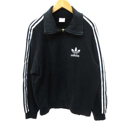 アディダス adidas 黒 80s 90s デサント ジャージ プルオーバー ライン  