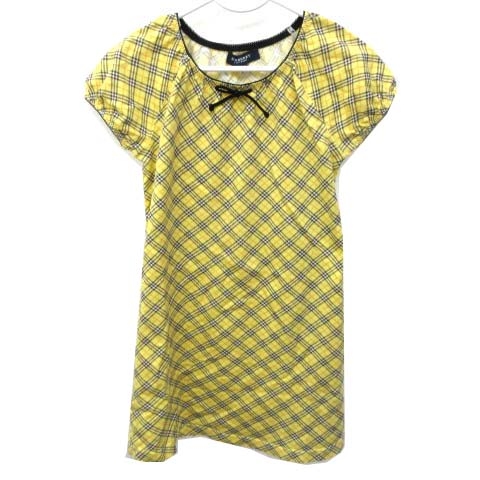 バーバリー ロンドン Burberry London ワンピース ひざ丈 半袖 ピコフリル 国内正規 チェック 女の子 コットン 1a 黄 イエロー Nvw C0218 キッズ 070 ベクトルパーク