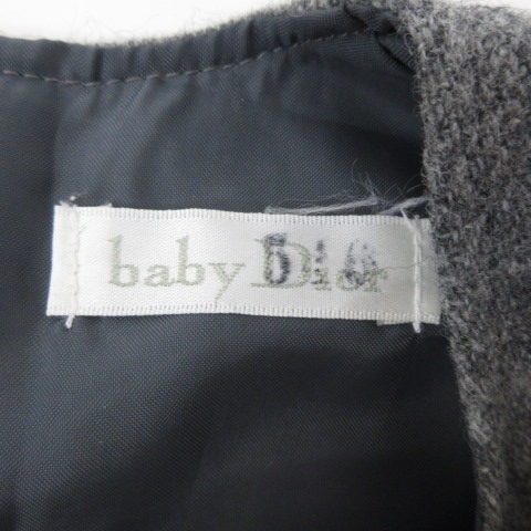 ベビーディオール Baby Dior ワンピース ノースリーブ ひざ丈 ワンポイント 国内正規 ウール 95 グレー Nvw C0223 キッズ 070 ベクトルパーク