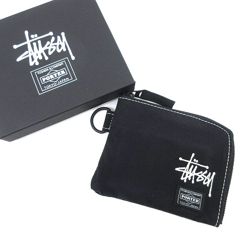 ステューシー Stussy X Porter 年モデル Wallet Holioday コンパクト財布 コインケース L字ジップ ポーターコラボ ウォレット 黒 ブラック K メンズ 070 ベクトルパーク