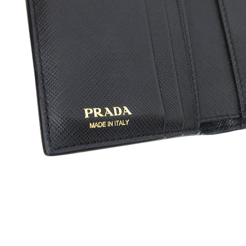 プラダ PRADA カイエ レザー 3つ折り財布 CAHIER サフィアーノ 金具 黒