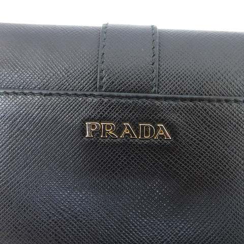 プラダ PRADA カイエ レザー 3つ折り財布 CAHIER サフィアーノ 金具 黒