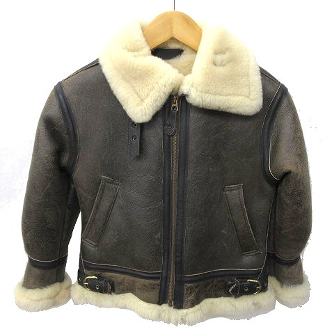 ヴィンテージ Vintage Orchard Motorcycle B 3 ジャケット フライトジャケット ムートン キッズ 男の子 レザー 4 1cm茶 ブラウン K キッズ 070 ベクトルパーク