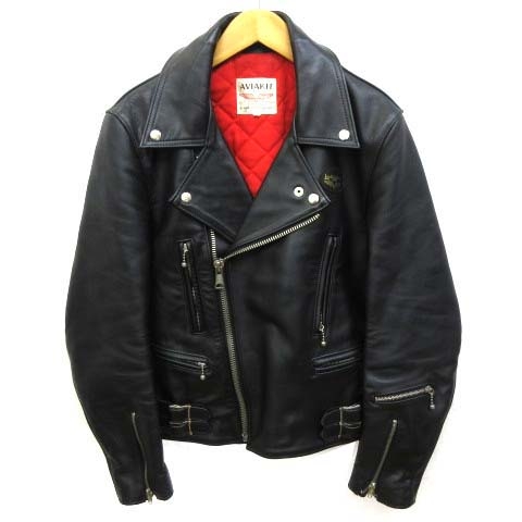 ルイスレザー Lewis Leathers Aviakit ライダースジャケット ダブル 391t ライトニング レッドキルティング アヴィアキット Real Hide カウレザー 36 S 黒 ブラック C メンズ 070 ベクトルパーク
