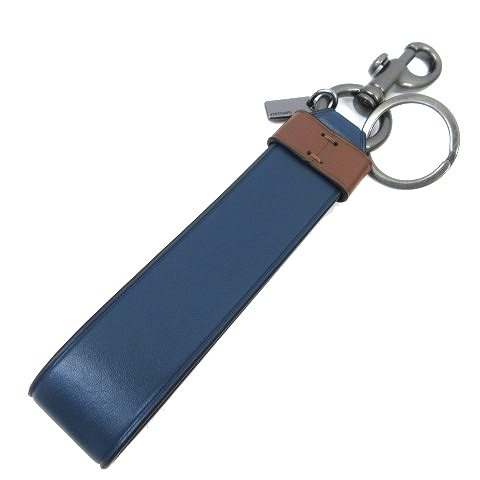 未使用品 コーチ Coach メンズ キーリング レザー ストラップ キーホルダー 本革 青 ブルー K メンズ 070 ベクトルパーク