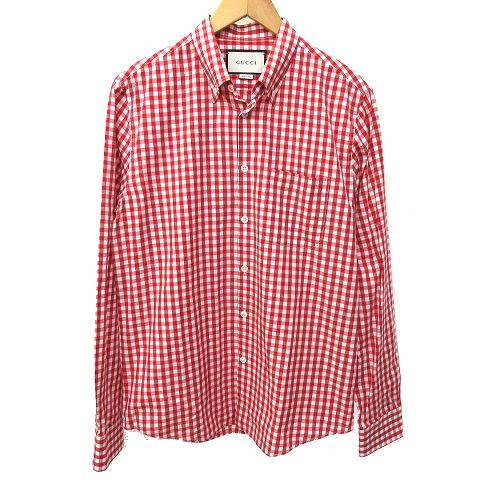 未使用品 グッチ GUCCI 16SS ギンガムチェック シャツ 長袖 Duke  