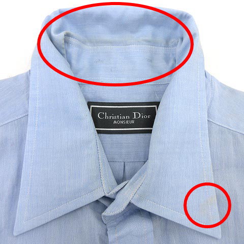 クリスチャンディオール 長袖シャツ L相当 コットン ストライプ 青 USA製