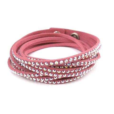 スワロフスキー Swarovski ブレスレット レザー ラインストーン クリスタル ピンク Rrr R レディース 070 ベクトルパーク