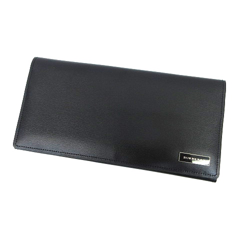 未使用品 バーバリー BURBERRY 長財布 二つ折り レザー プレート 薄型  