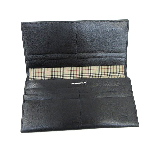 未使用品 バーバリー BURBERRY 長財布 二つ折り レザー プレート 薄型  